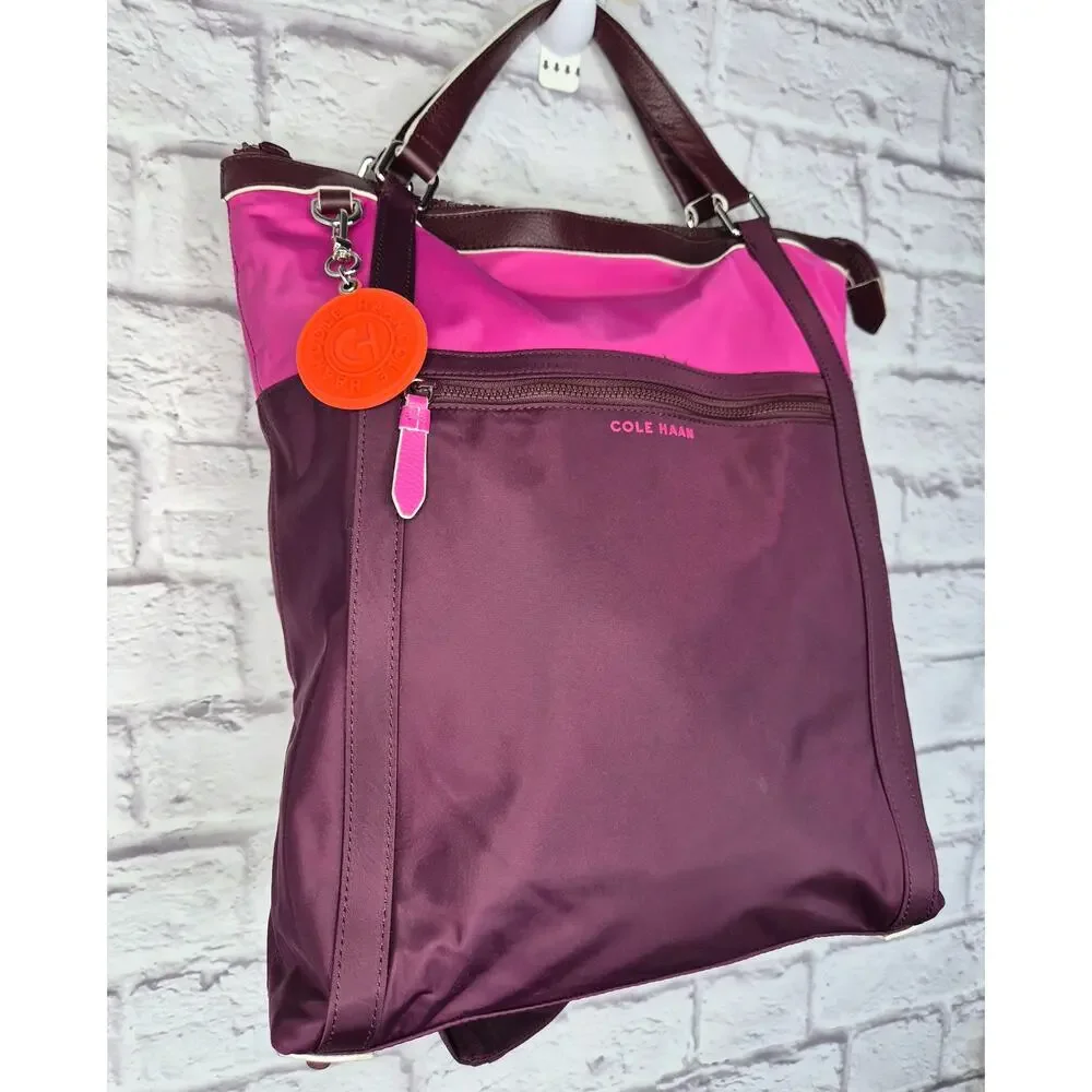 Cole Haan Nylon Convertible Backpack & Crossbody Travel Set Pink Purple - Picture 3 of 16